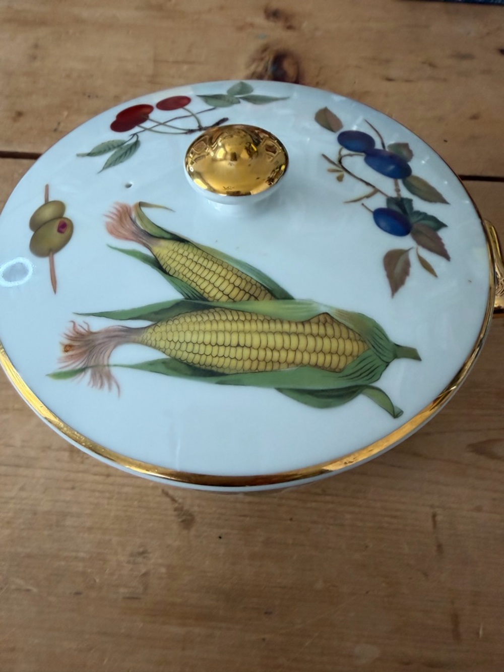 Royal Worcester Evesham Porcelain Hot Pot with Gold Accent